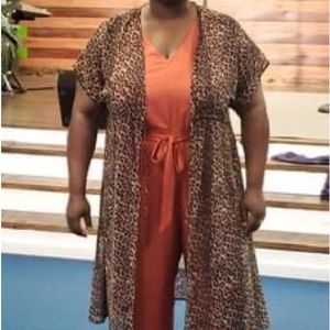 2-Piece Jumpsuit and Leopard Print long Cardigan